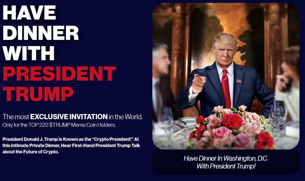 Kesempatan Makan Malam bagi Holder Koin TRUMP